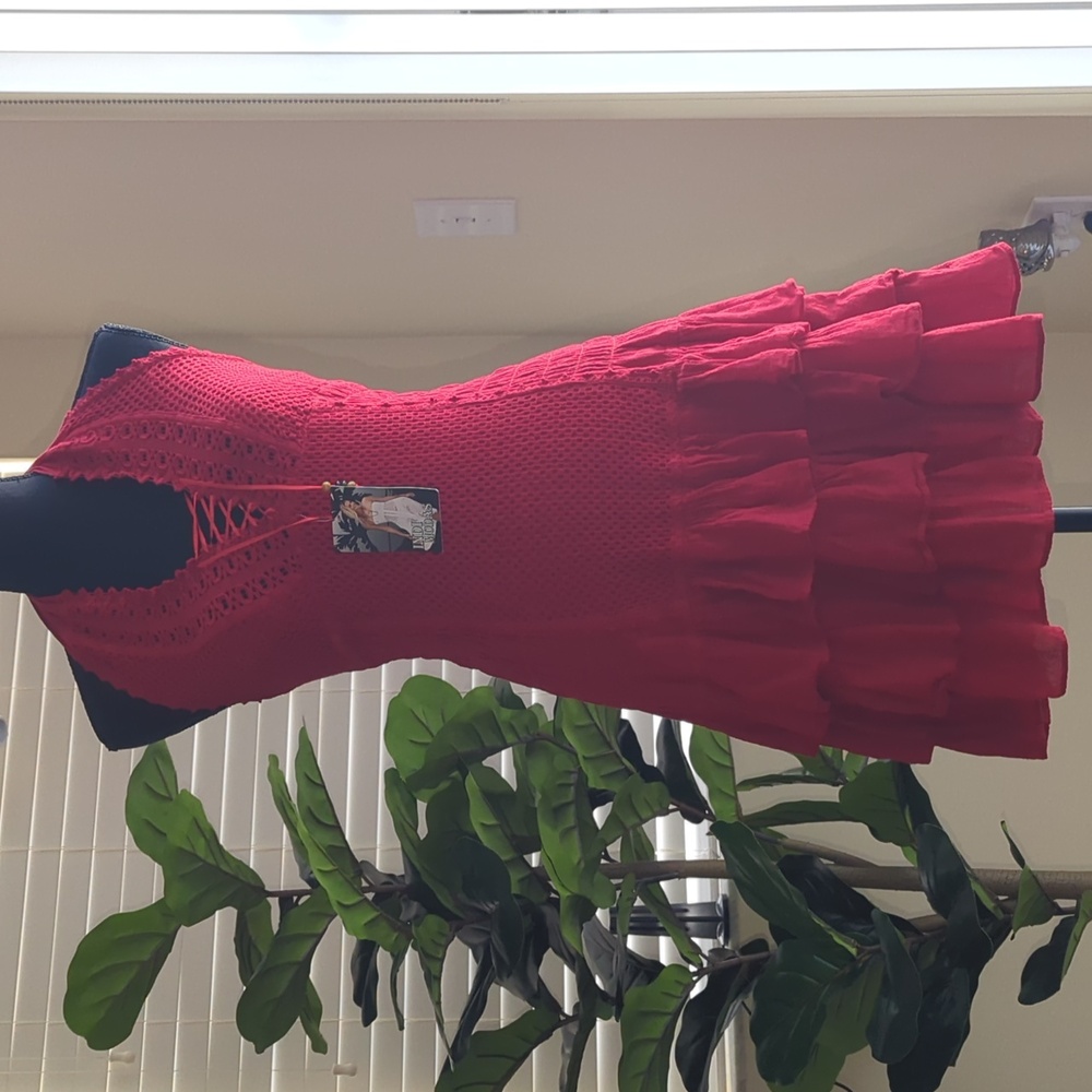 Chic Red Lace-Up Mini Dress